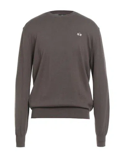 La Martina Man Sweater Brown Size Xxl Cotton, Wool
