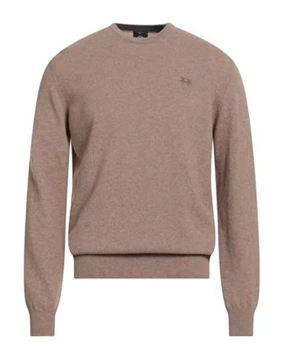 La Martina Man Sweater Camel Size Xl Wool, Cashmere In Brown