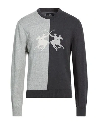 La Martina Man Sweater Charcoal Size Xxl Cotton In Gray