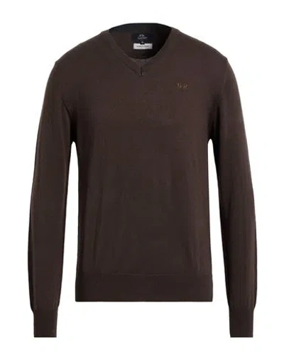 La Martina Man Sweater Dark Brown Size 3xl Acrylic, Cotton, Wool
