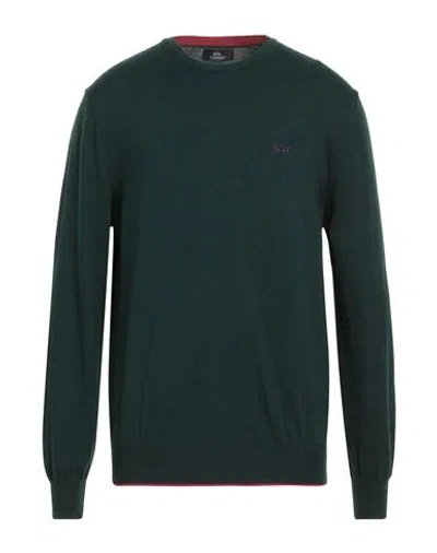 La Martina Man Sweater Dark Green Size Xxl Cotton, Wool In Green