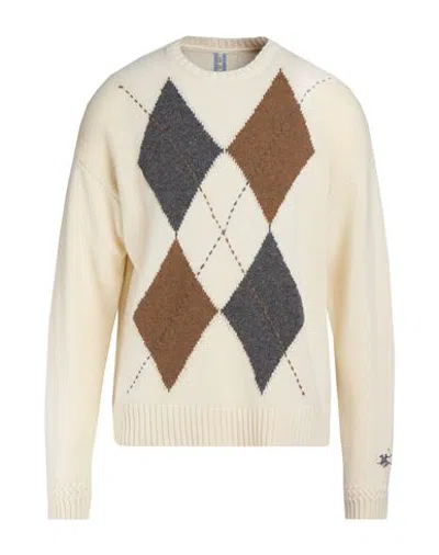 La Martina Man Sweater Ivory Size S Wool, Polyamide In White