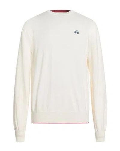 La Martina Man Sweater Ivory Size Xl Cotton, Wool In Neutral