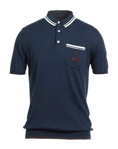 La Martina Man Sweater Navy Size Xl Cotton In Blue