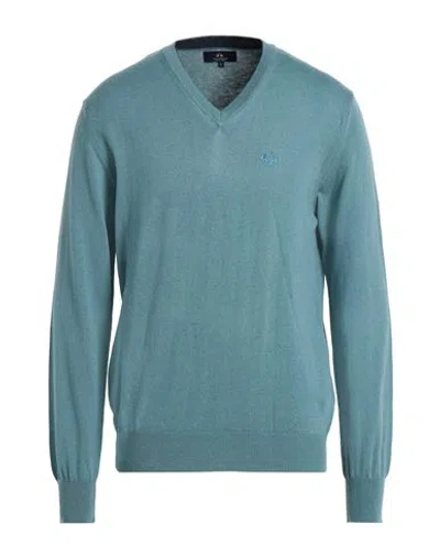 La Martina Man Sweater Slate Blue Size 3xl Cotton, Wool