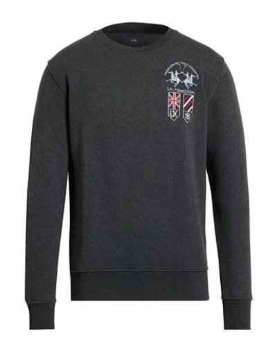 La Martina Man Sweatshirt Charcoal Size Xl Cotton, Polyester In Black