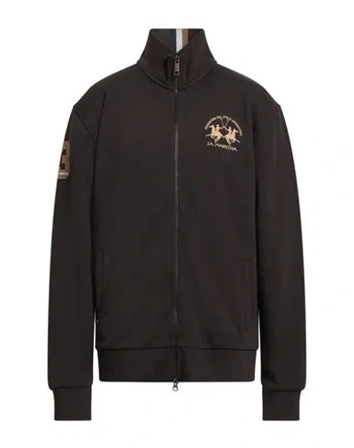 La Martina Man Sweatshirt Dark Brown Size 3xl Cotton In Black