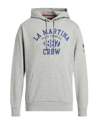 La Martina Man Sweatshirt Grey Size 3xl Cotton, Polyester In Gray