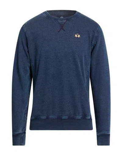 La Martina Man Sweatshirt Slate Blue Size M Cotton In Animal Print