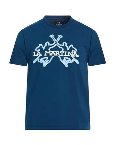 La Martina Man T-shirt Blue Size Xl Cotton, Elastane