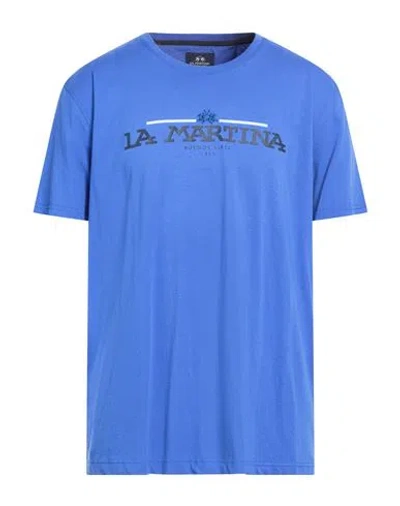 La Martina Man T-shirt Bright Blue Size L Cotton