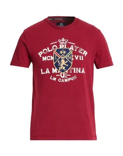La Martina Man T-shirt Burgundy Size Xxl Cotton, Elastane In Red