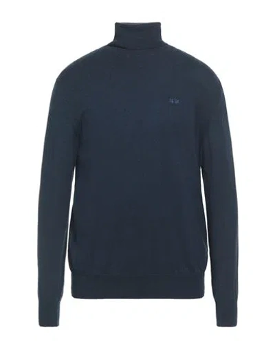 La Martina Man Turtleneck Navy Size 3xl Cotton, Wool In Blue