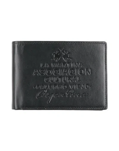 La Martina Man Wallet Black Size - Calfskin
