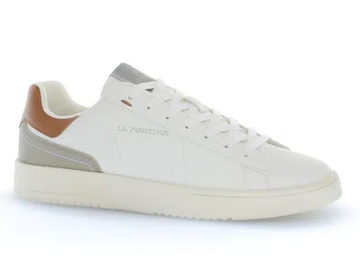 La Martina Men's Sneakers  001.a00.br White/cognac Calf In Multi