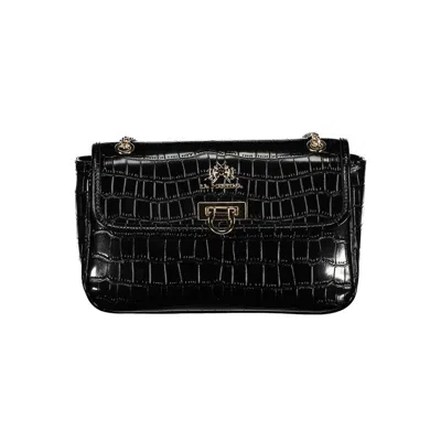La Martina Nero Polyurethane Women Shoulder Women's Bag In Black
