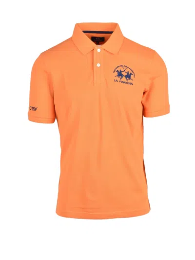 La Martina Orange Cotton Embroidered Polo Shirt