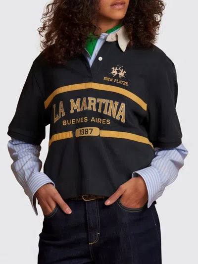La Martina Polo Shirt Woman Color Navy In Black