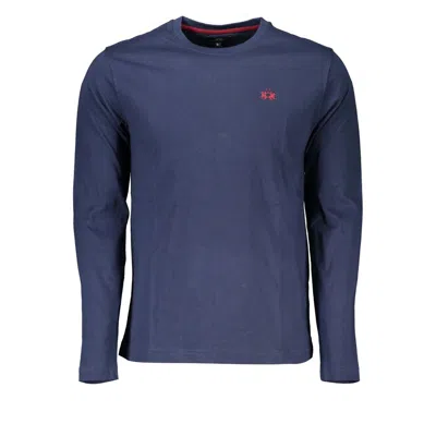 La Martina Logo-embroidered Long-sleeved T-shirt In Blue