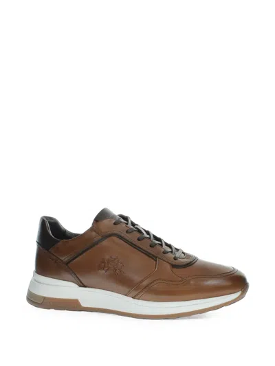 La Martina Route 40 Leather Sneakers In Brown