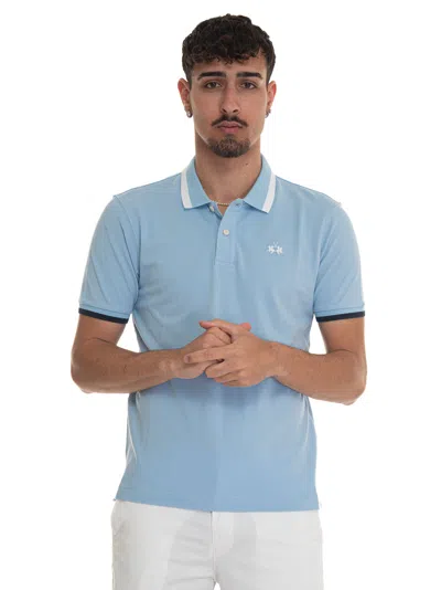 La Martina Russell Polo Shirt In Cotton Piquet In Sky Blue