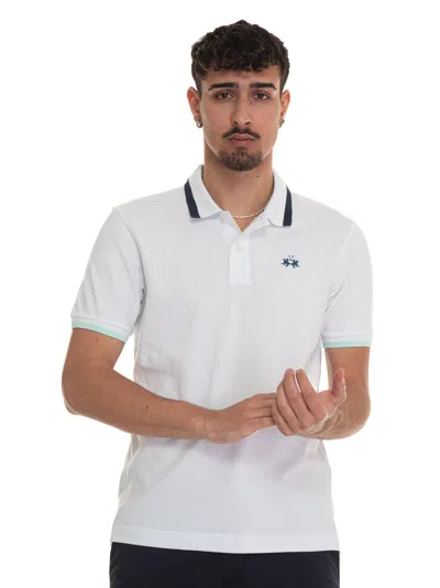 La Martina Russell Polo Shirt In Cotton Piquet In White