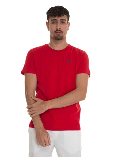 La Martina Serge Short-sleeved Round-necked T-shirt In Red