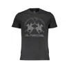 La Martina Elegant Crew Neck Tee With Iconic Print In Black