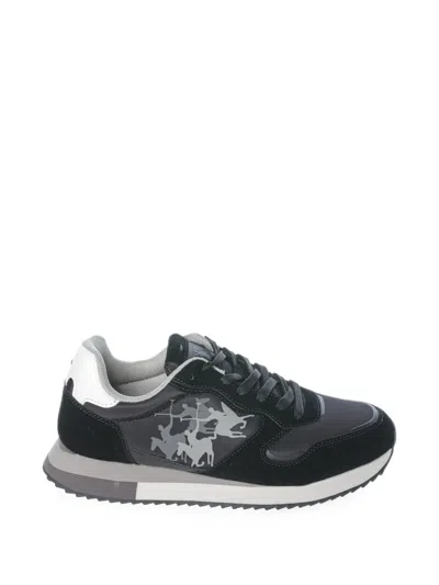 La Martina Suede-panelled Logo-print Sneakers In Black