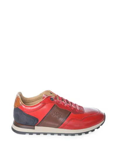 La Martina Todi Leather Sneakers In Red