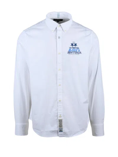 La Martina White Cotton Elastane Stretch Shirt