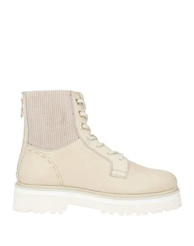 La Martina Woman Ankle Boots Beige Size 10 Leather In Neutral