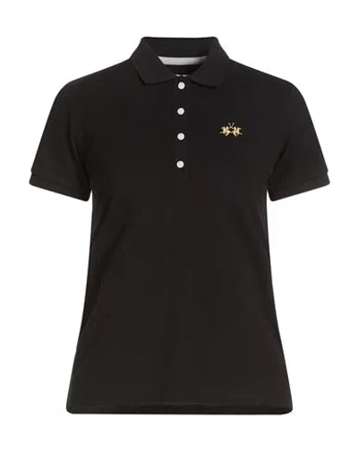 La Martina Woman Polo Shirt Black Size 1 Cotton, Elastane