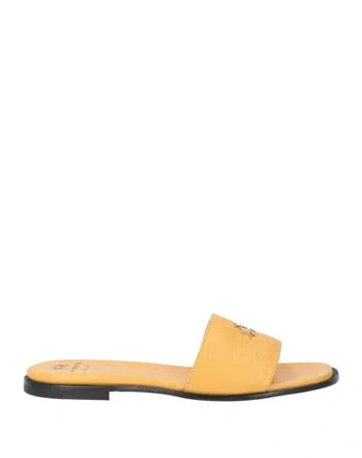 La Martina Woman Sandals Marigold Size 10 Leather In Yellow