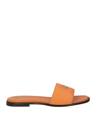 La Martina Woman Sandals Orange Size 11 Leather