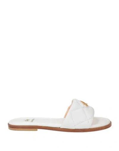 La Martina Woman Sandals White Size 6 Leather In Multi
