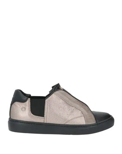 La Martina Woman Sneakers Black Size 8 Leather In Gold