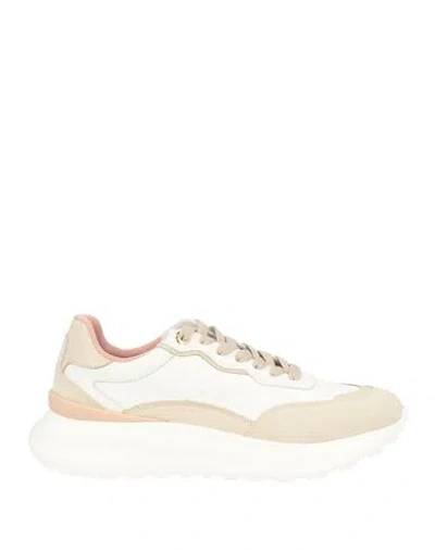 La Martina Woman Sneakers White Size 11 Calfskin In Brown