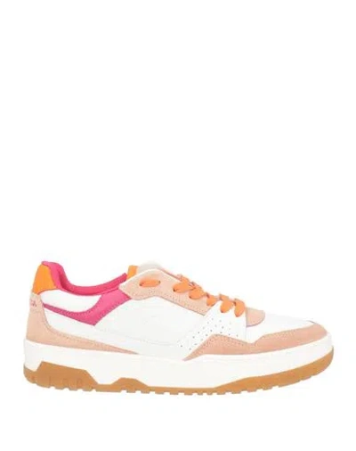 La Martina Woman Sneakers White Size 7 Calfskin, Textile Fibers