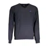La Martina Elegant V-neck Wool Blend Sweater In Blue