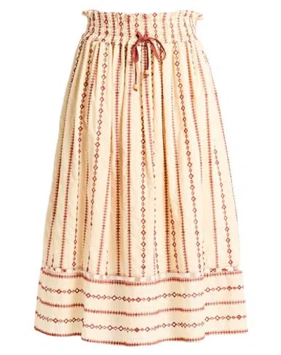 La Même Road Woman Midi Skirt Apricot Size 8 Cotton In Brown