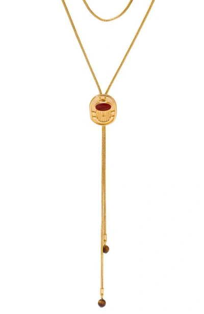 La Meno Beetle Bolero Necklace In Gray