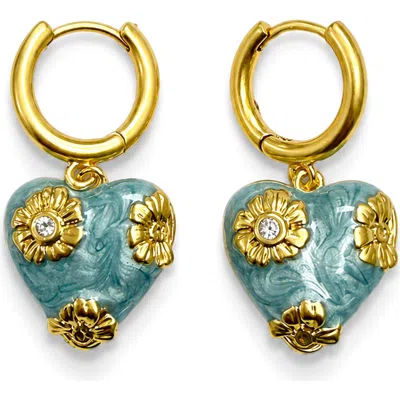 La Meno Blue Petal Heart Earrings In Multi