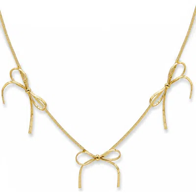 La Meno Bow Station Necklace In Gold