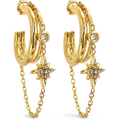 La Meno Celestial Chain Hoop Earrings In Gold