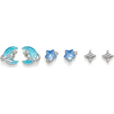 La Meno Celestial Set Of 6 Stud Earrings In Silver