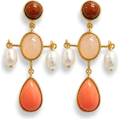 La Meno Coral Garden Drop Earrings In White
