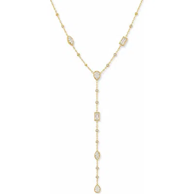 La Meno Crystal Drop Y-necklace In Yellow