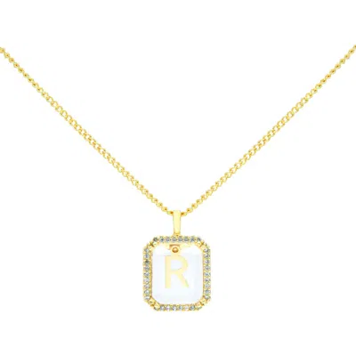 LA MENO LA MENO CRYSTAL LETTER SQUARE PENDANT NECKLACE