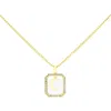 La Meno Crystal Letter Square Pendant Necklace
